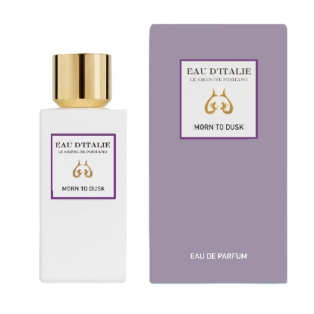 frasco de perfume de ceramica blanco con tapon dorado Eau d´Italie Morn to Dusk