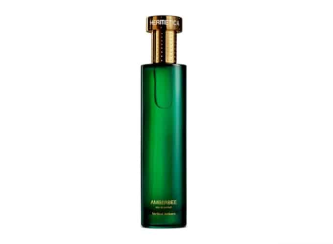 Frasco Agua de Perfume verde con tapón dorado Hermetica Amberbee
