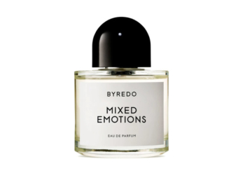 Frasco de perfume minimalista con tapón negro BYREDO Mixed Emotions