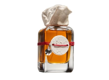 Frasco de cristal de extracto de perfume con tapon de arcilla hecho a mano Mendittorosa Le Mat