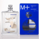 Frasco de perfume trasparente con serigrafias plateadas y azules Escentric Molecules Molecule 01 + Iris