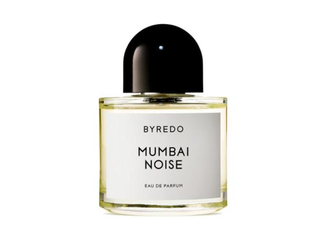 Frasco de perfume minimalista con tapón negro BYREDO Mumbai Noise