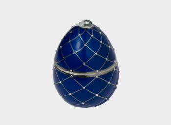 Vela de Cerámica en forma de huevo con lineas plateadas y pedreria Ladenac Huevo Blue