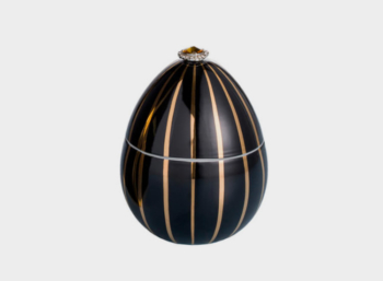 Vela de cerámica en forma de huevo negro con raya dorada y pedreria Ladenac Huevo Negro