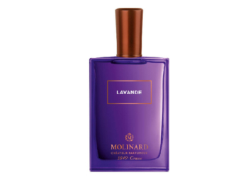 Frasco de Perfume Morado con tapon marron metalico Molinard Lavande