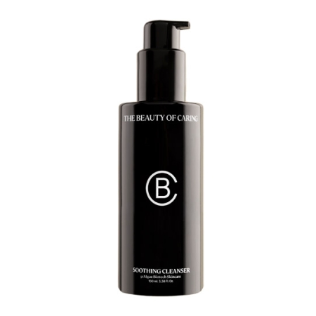 frasco de vidrio con dosificador The Beauty of Caring Soothing Cleanser