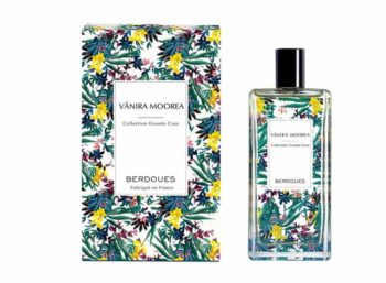 Frasco de Perfume con dibujo de plantas y flores Berdoues Vanira Moorea