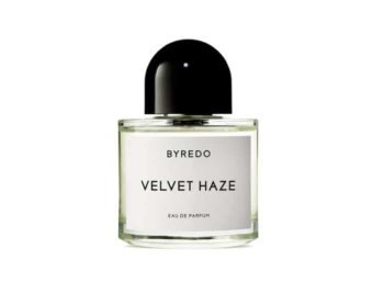 Frasco minimalista con tapón negro de Agua de Perfume Byredo Velvet Haze