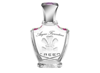 Frasco de perfume de cristal con florecitas grabadas en los laterales Creed Acqua Fiorentina