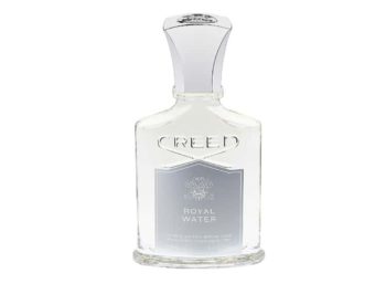 Frasco de perfume de cristal con tapón plateado Creed Royal Water