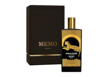 Frasco de perfume con placa dorada y dibujo de leopardo Memo Paris African Leather