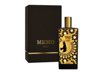 Frasco de Perfume con placa dorada con dibujo de pájaro Memo Paris Moroccan Leather