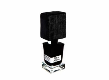 Frasco rectangular con tapón de madera de extracto de perfume Nasomatto Black Afgano