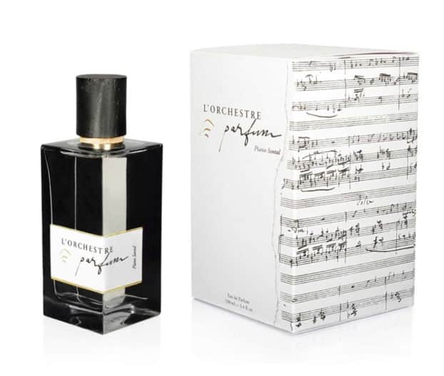 Frasco de agua de Perfume con caja con partitura musical L'Orchestre Parfum Piano Santal