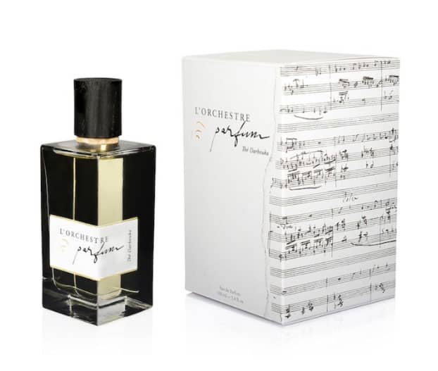 Frasco de agua de Perfume con caja con partitura musical L´Orchestre Parfum Thé Darbouka
